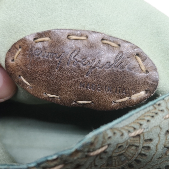 Henry Beguelin micro purse. Made in Italy.  Sage Green 4.5 "x 6.5" tall 3.5depth - Picture 4 of 10